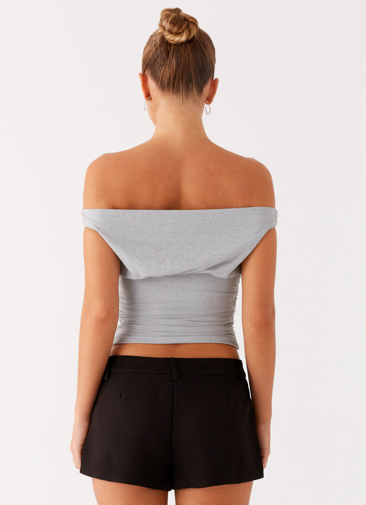 Peppermayo Peppermayo Exclusive - Reva Off Shoulder Top - Grey