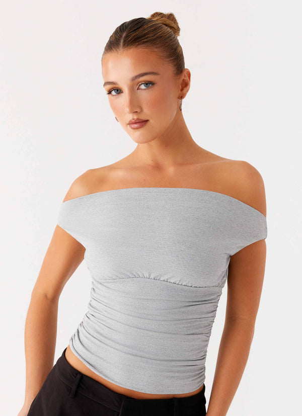peppermayo Peppermayo Exclusive - Reva Off Shoulder Top - Grey