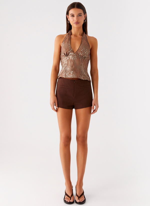 peppermayo Peppermayo Exclusive - Reyce Sequin Top - Tan
