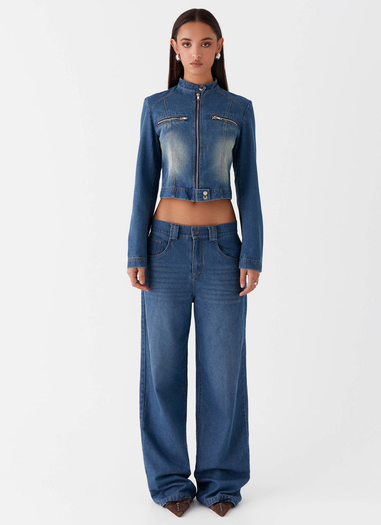 Peppermayo Peppermayo Exclusive - Ride Elegant Baggy Jeans - Vintage Blue Wash