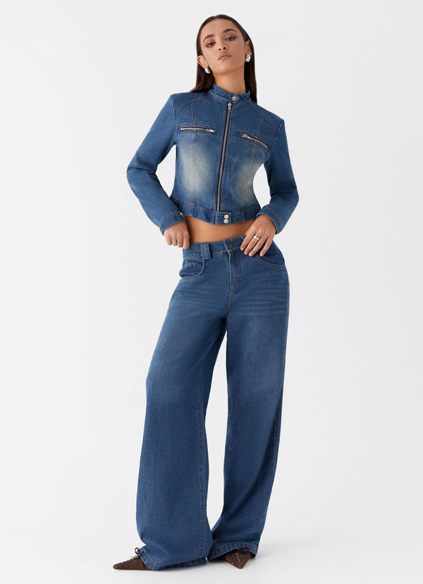 peppermayo Peppermayo Exclusive - Ride Elegant Baggy Jeans - Vintage Blue Wash