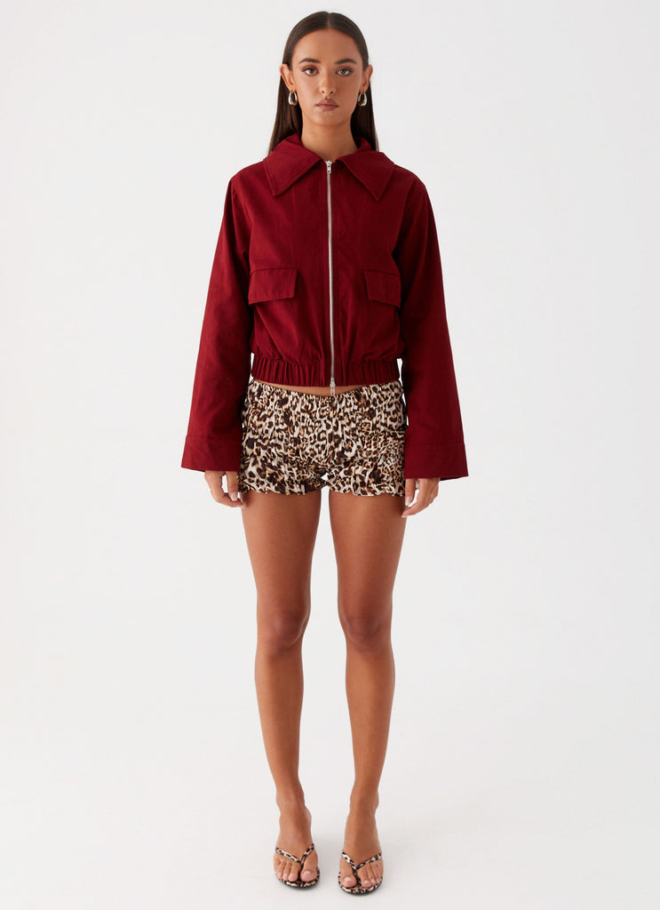 Peppermayo Peppermayo Exclusive - Right Direction Oversized Bomber Jacket - Deep Red