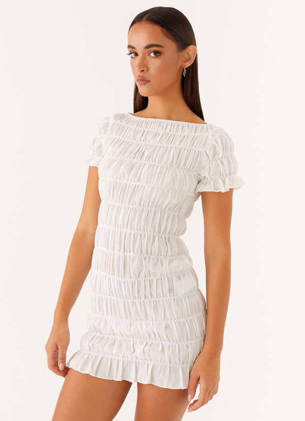 peppermayo Peppermayo Exclusive - Rita Ruched Mini Dress - White