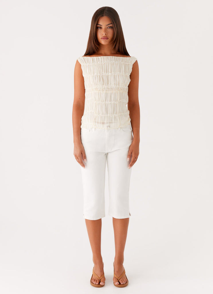 Peppermayo Peppermayo Exclusive - Rocco Denim Capri Pants - Off White