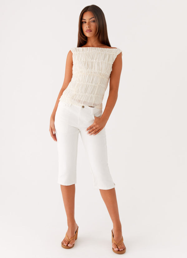 peppermayo Peppermayo Exclusive - Rocco Denim Capri Pants - Off White