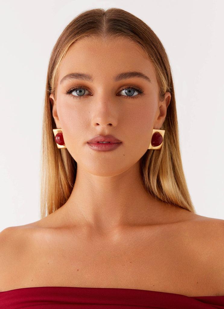 Peppermayo Peppermayo Exclusive - Romelle Earrings - Gold/Red