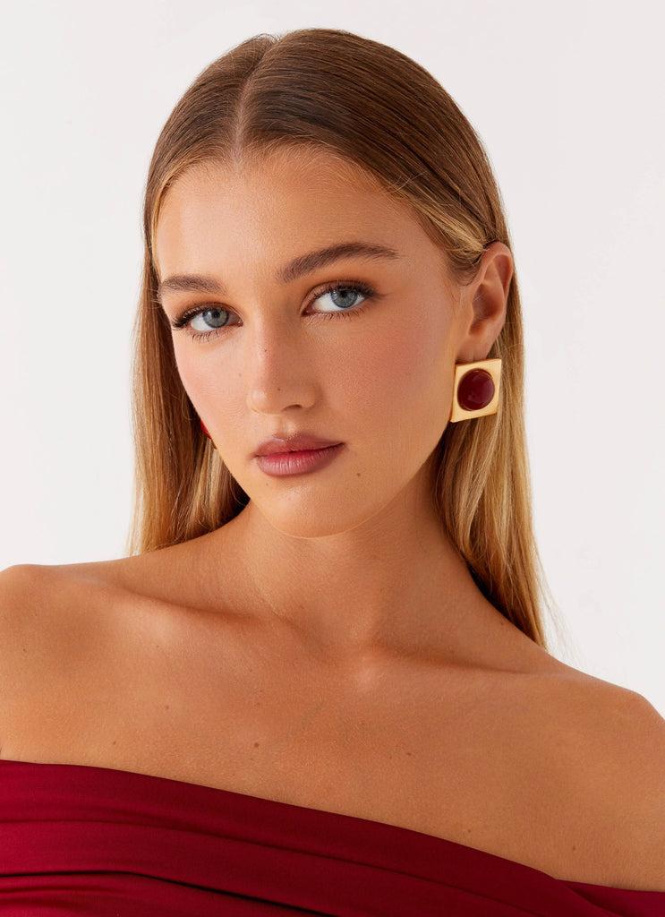 Peppermayo Peppermayo Exclusive - Romelle Earrings - Gold/Red