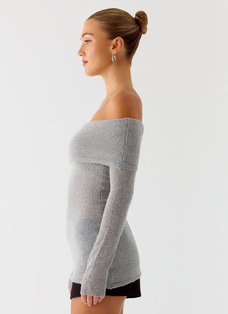 Peppermayo Peppermayo Exclusive - Romeo Bardot Knit Top - Grey