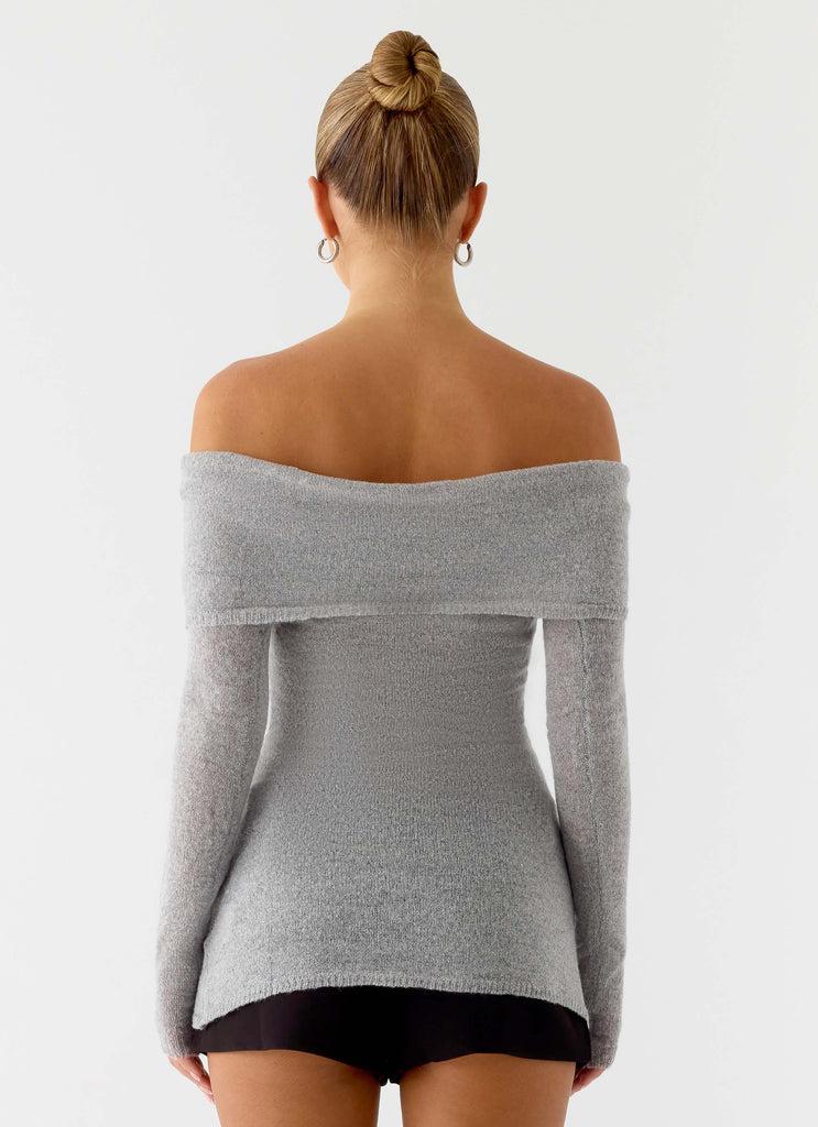 Peppermayo Peppermayo Exclusive - Romeo Bardot Knit Top - Grey