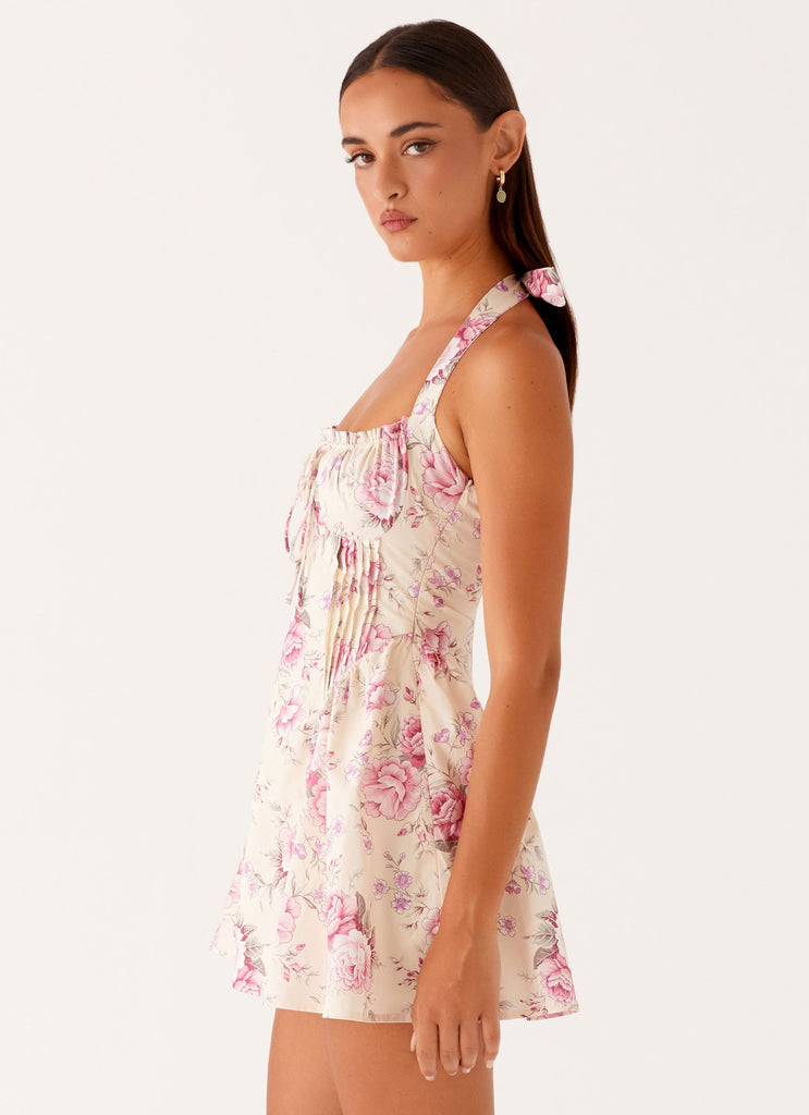 Peppermayo Peppermayo Exclusive - Rosalie Halter Mini Dress - Vintage Pink Floral