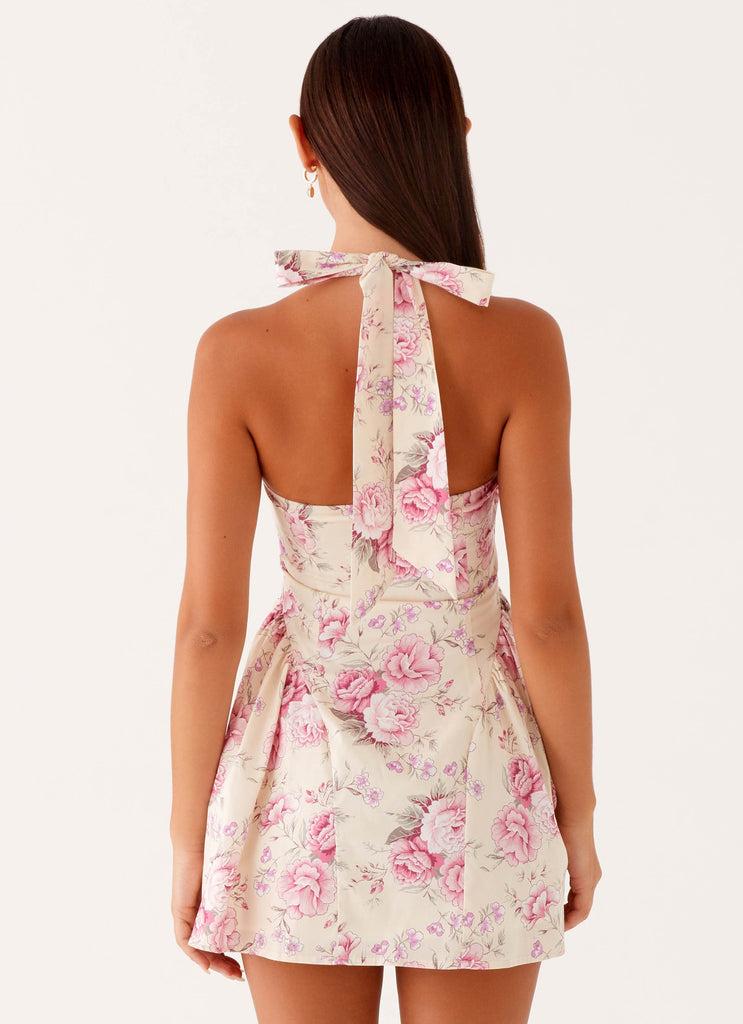Peppermayo Peppermayo Exclusive - Rosalie Halter Mini Dress - Vintage Pink Floral