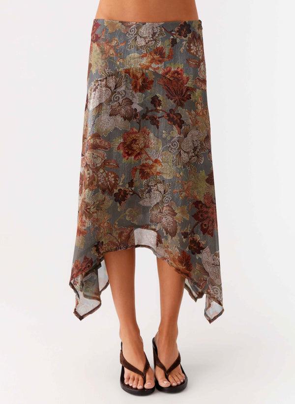 peppermayo Peppermayo Exclusive - Rosewood Low Rise Midi Skirt - Vintage Blossom