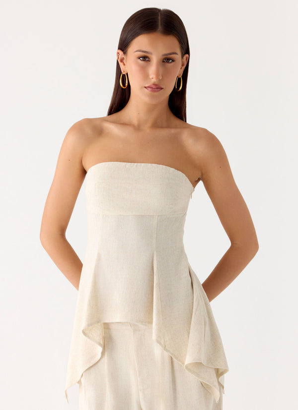 peppermayo Peppermayo Exclusive - Rossi Hanky Hem Top - Oatmeal