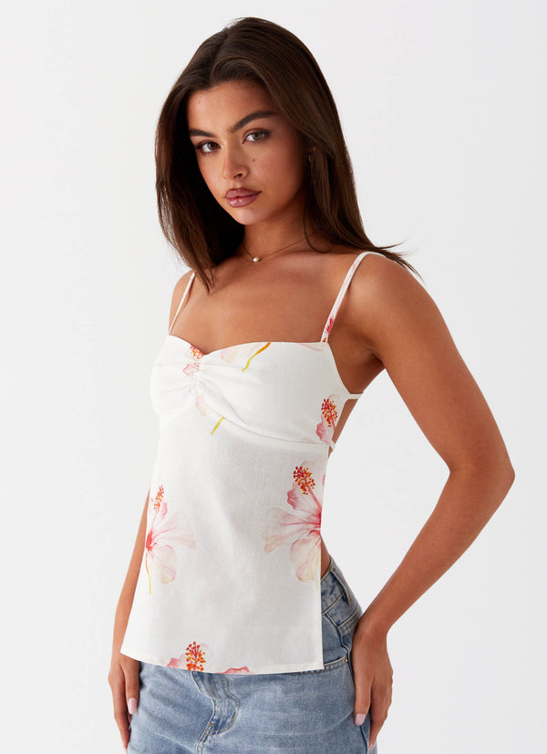 peppermayo Peppermayo Exclusive - Rosy Linen Backless Top - Camellia