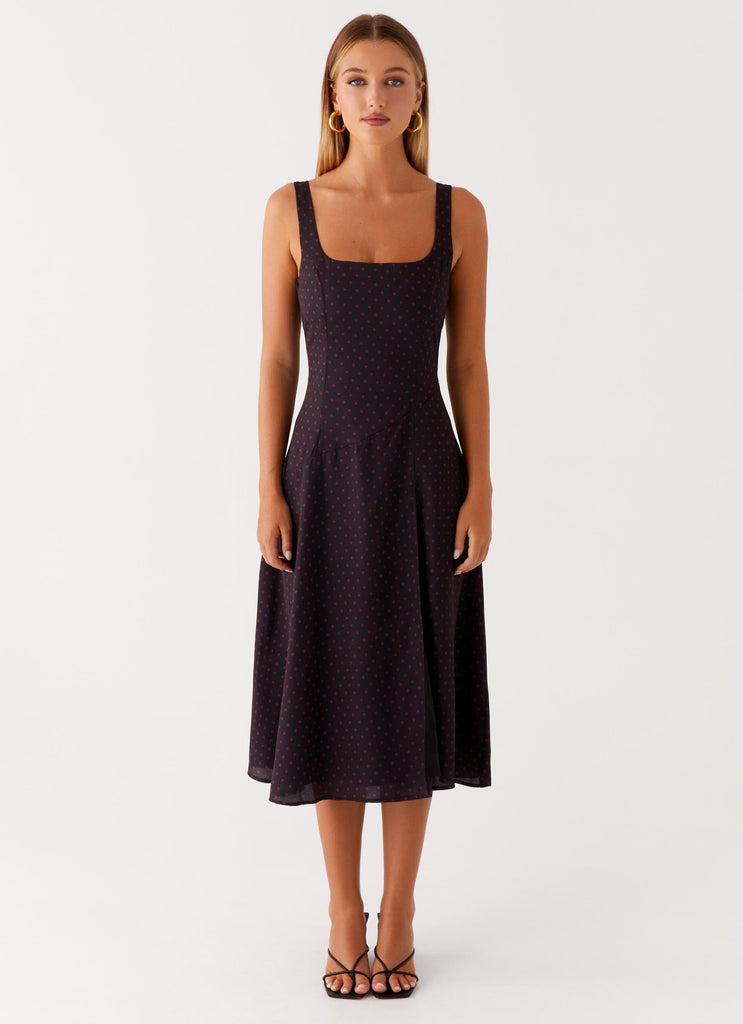 Peppermayo Peppermayo Exclusive - Rowyn Midi Dress - Black Polka Dot