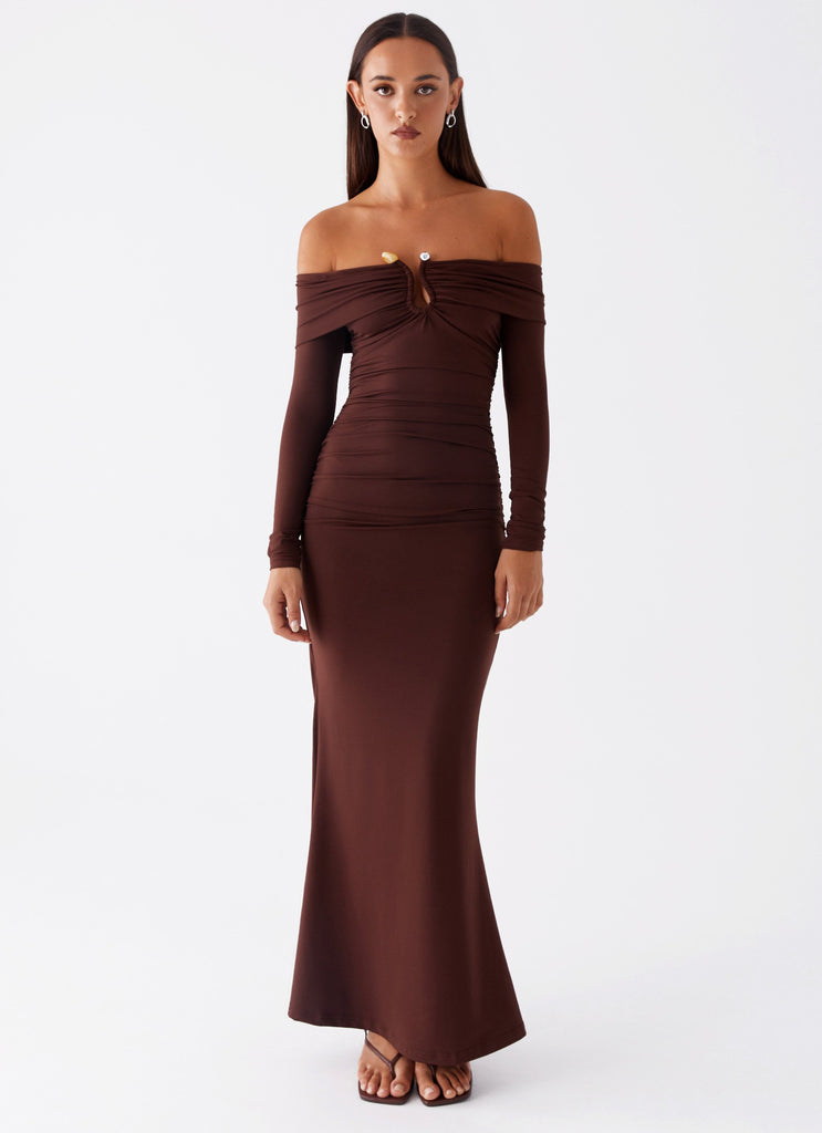 Peppermayo Peppermayo Exclusive - Rudy Long Sleeve Maxi Dress - Chocolate