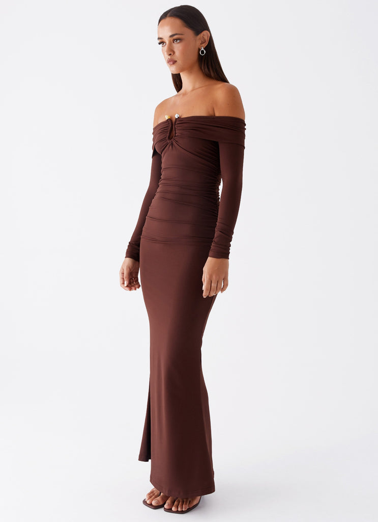 Peppermayo Peppermayo Exclusive - Rudy Long Sleeve Maxi Dress - Chocolate