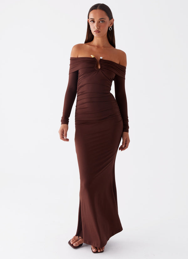 peppermayo Peppermayo Exclusive - Rudy Long Sleeve Maxi Dress - Chocolate