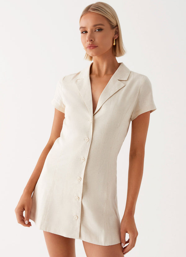 peppermayo Peppermayo Exclusive - Russo Linen Mini Dress - Oatmeal