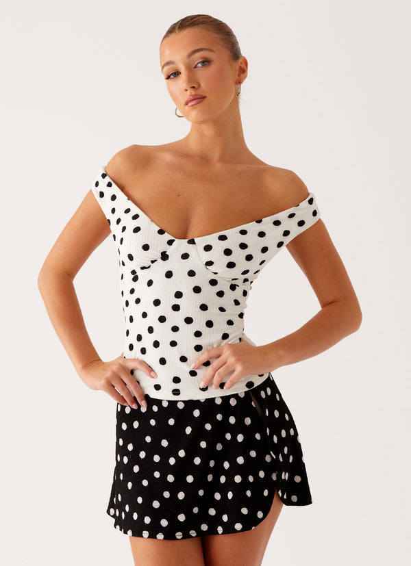 peppermayo Peppermayo Exclusive - Rylie Top - White Polka Dot