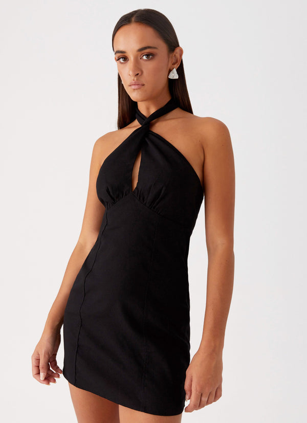 peppermayo Peppermayo Exclusive - Sabine Linen Mini Dress - Black