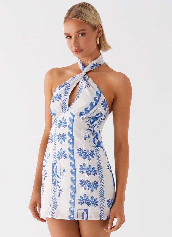 peppermayo Peppermayo Exclusive - Sabine Linen Mini Dress - Floral Wave