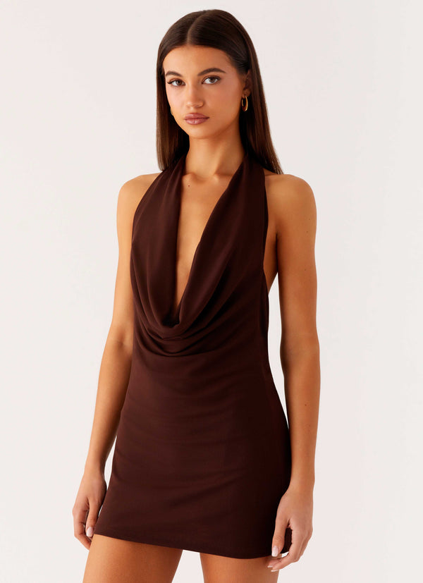 peppermayo Peppermayo Exclusive - Saffron Skies Mini Dress - Chocolate