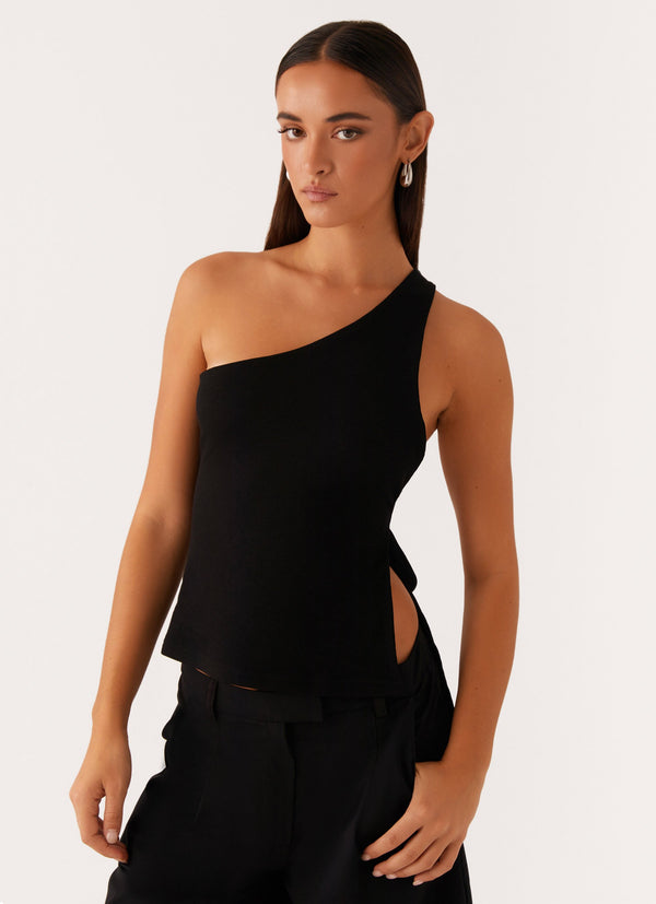 peppermayo Peppermayo Exclusive - Safiya One Shoulder Top - Black