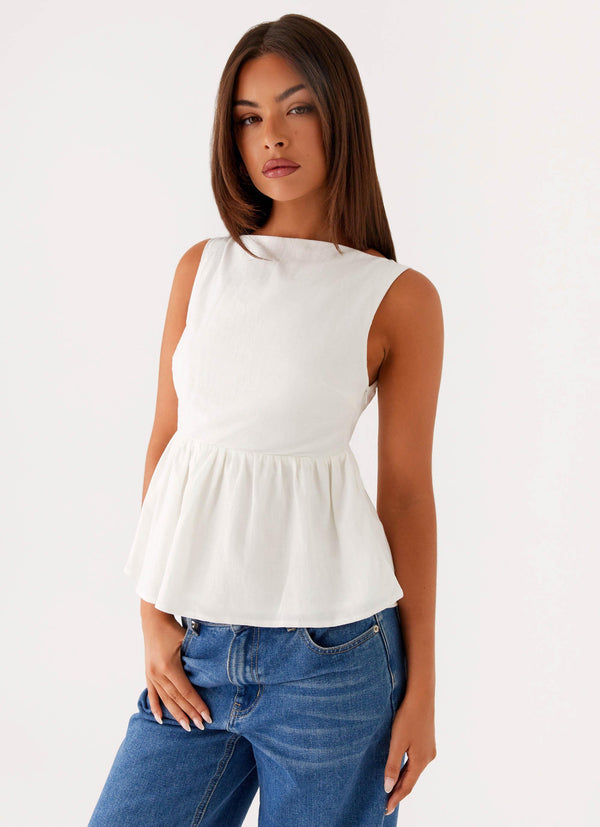 peppermayo Peppermayo Exclusive - Sallie Linen Top - White