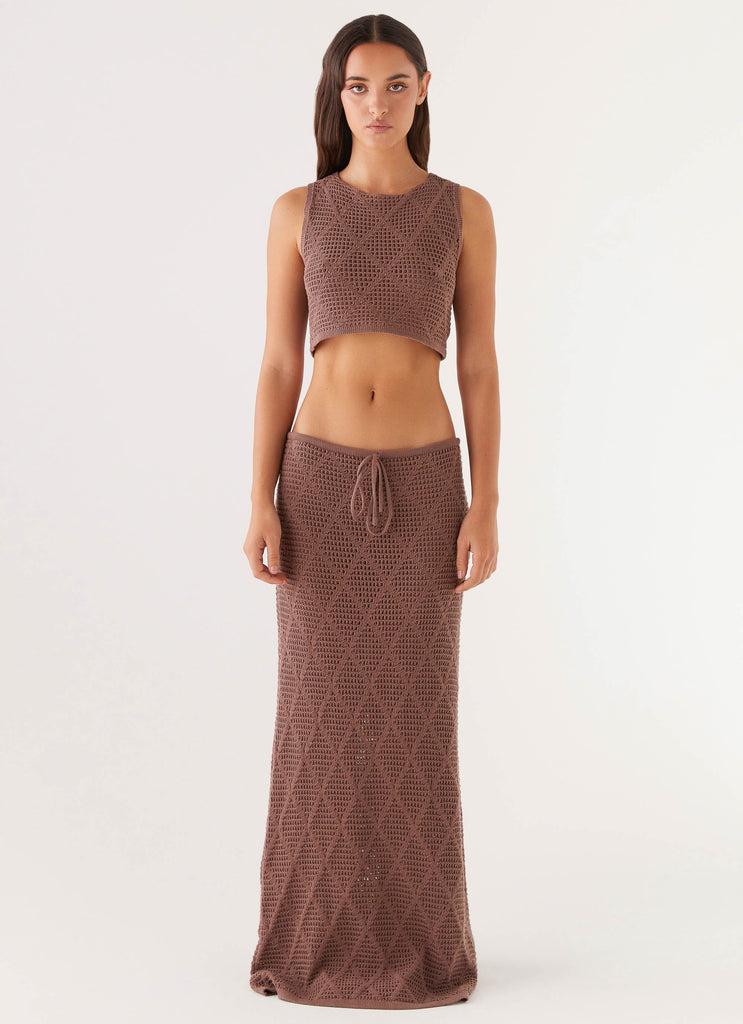 Peppermayo Peppermayo Exclusive - Santonio Crochet Crop Top - Chocolate