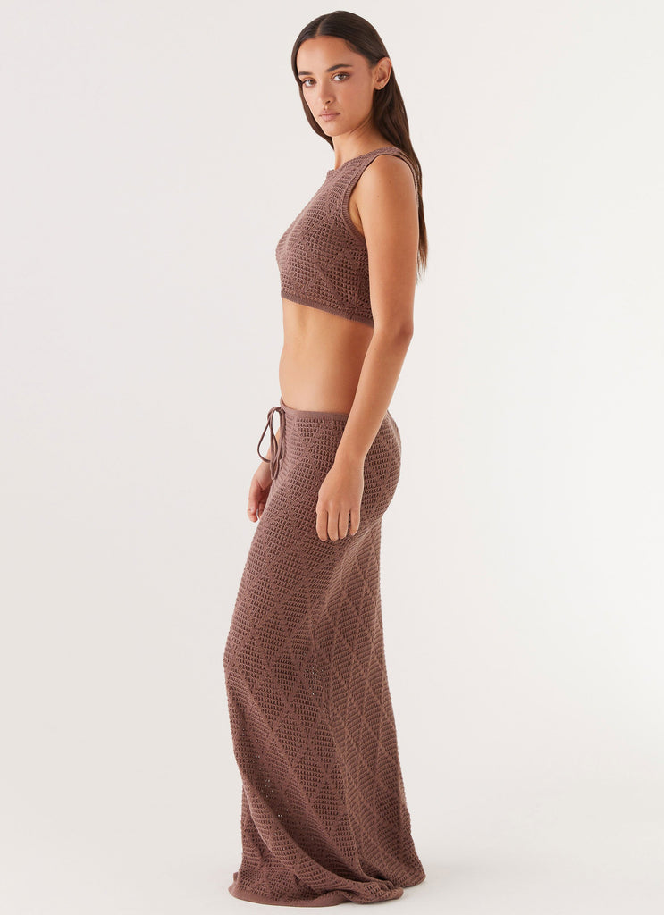Peppermayo Peppermayo Exclusive - Santonio Crochet Crop Top - Chocolate