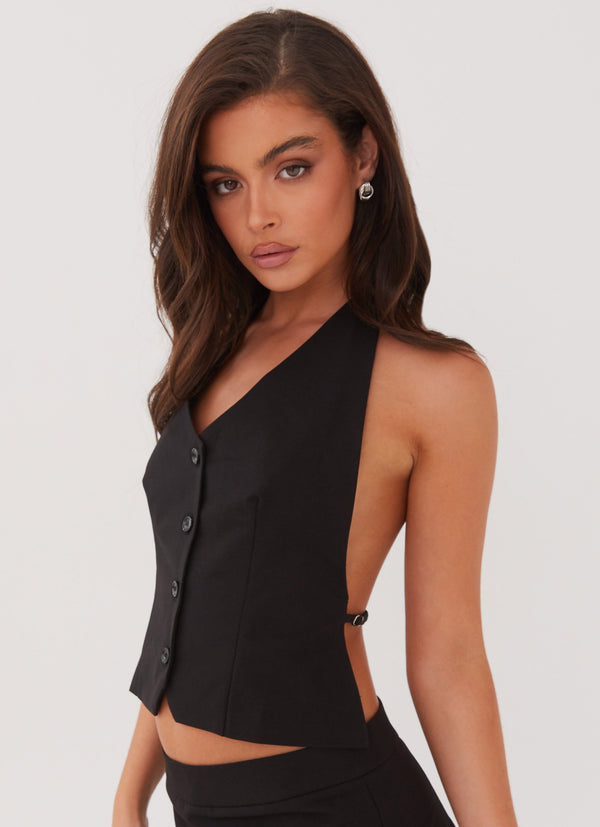peppermayo Peppermayo Exclusive - Sarah Halterneck Vest Top - Black