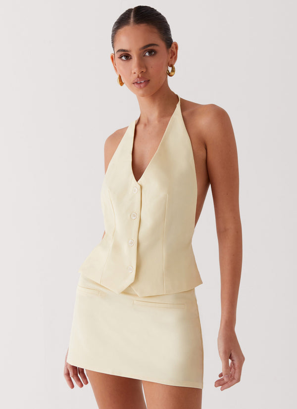 peppermayo Peppermayo Exclusive - Sarah Halterneck Vest Top - Butter