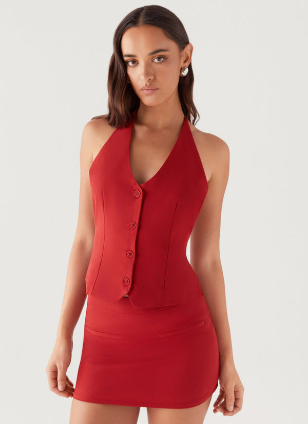 peppermayo Peppermayo Exclusive - Sarah Mini Skirt - Ruby Red
