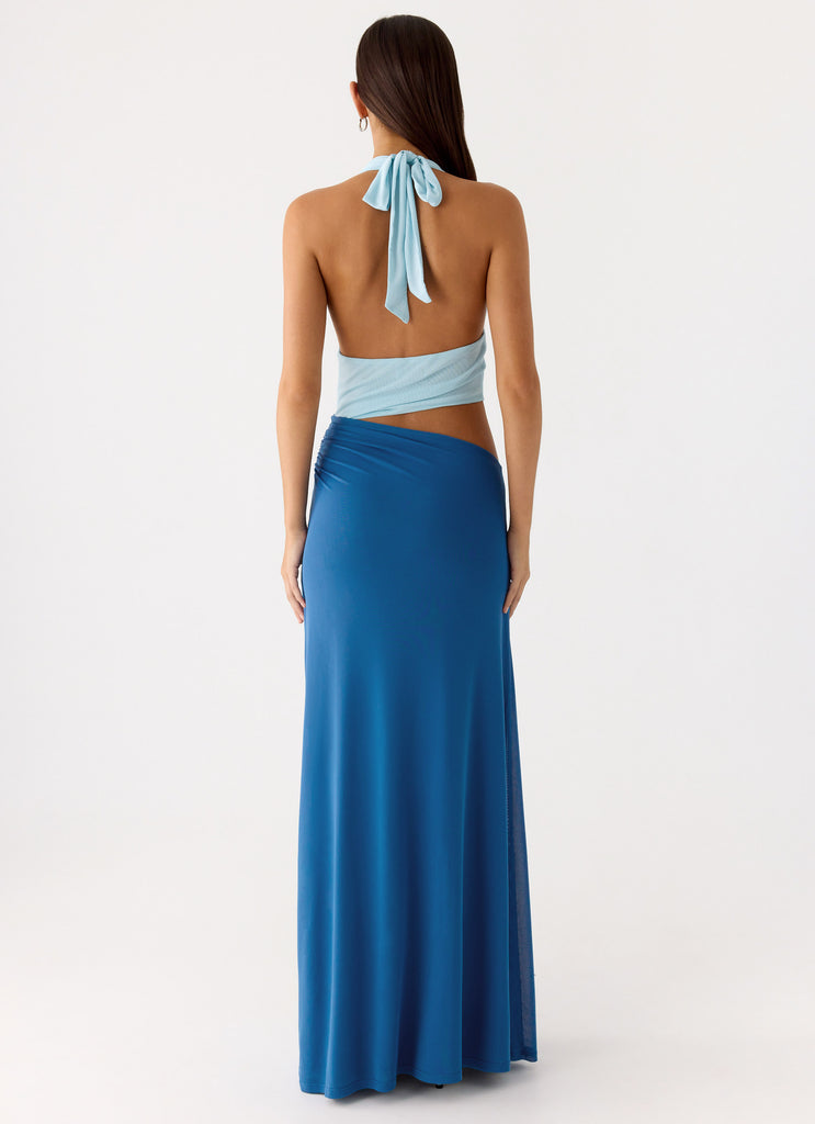 Peppermayo Peppermayo Exclusive - Saresther Halter Neck Maxi Dress - Blue
