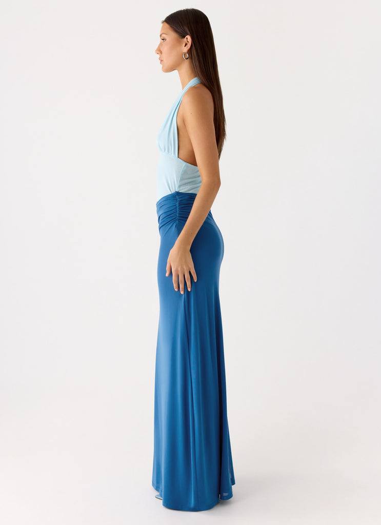 Peppermayo Peppermayo Exclusive - Saresther Halter Neck Maxi Dress - Blue