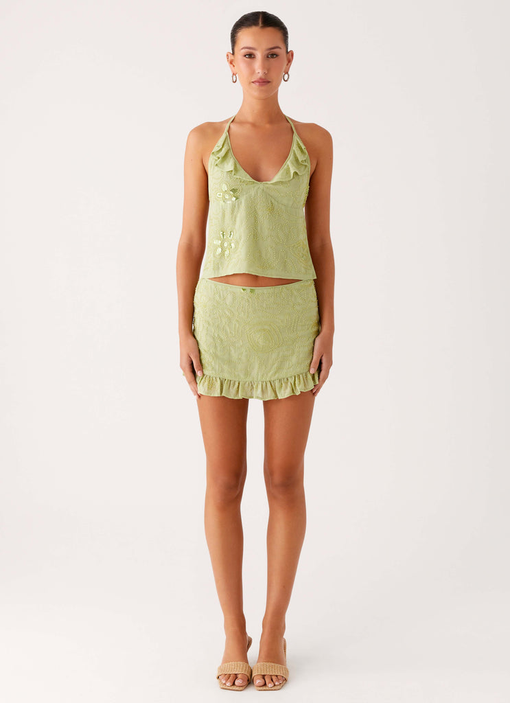 Peppermayo Peppermayo Exclusive - Savoir Beaded Mini Skirt - Mint