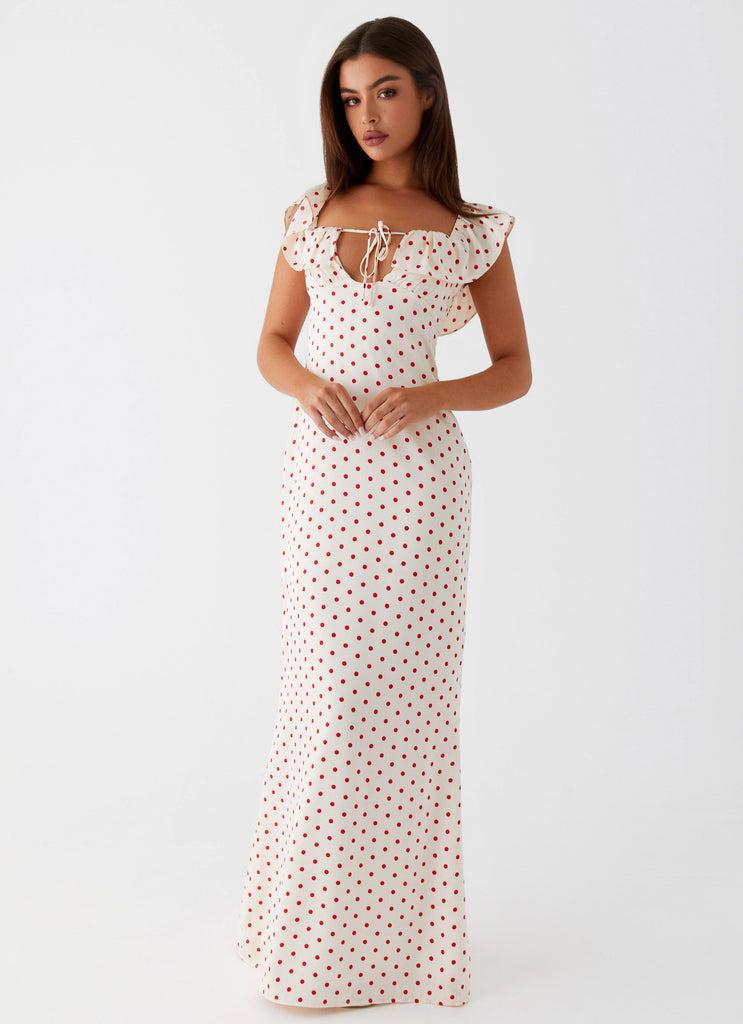 Peppermayo Peppermayo Exclusive - Scarlet Cherry Maxi Dress - Red Polka Dot
