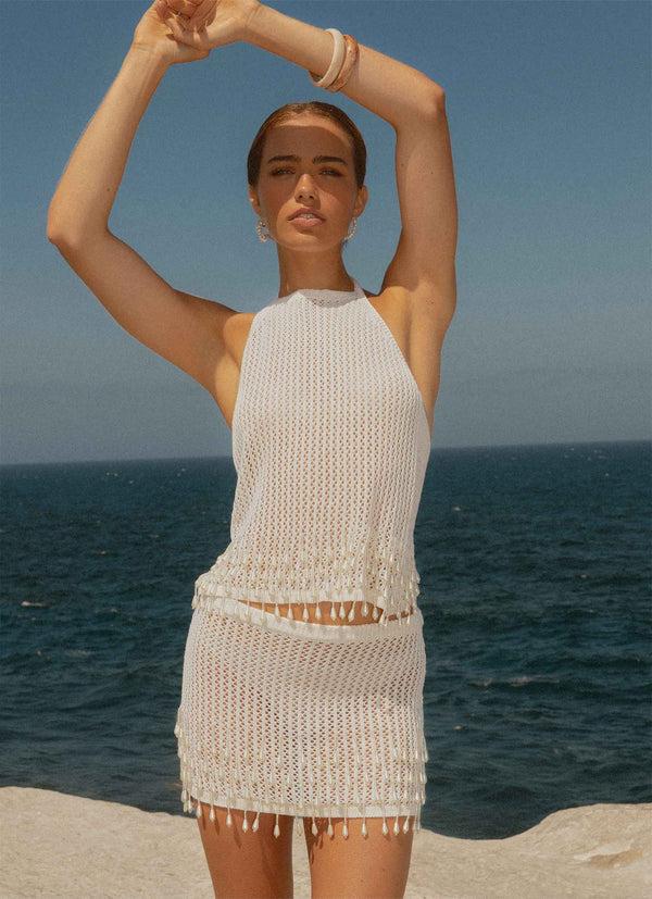 peppermayo Peppermayo Exclusive - Scorpio Crochet Halter Top - Ivory