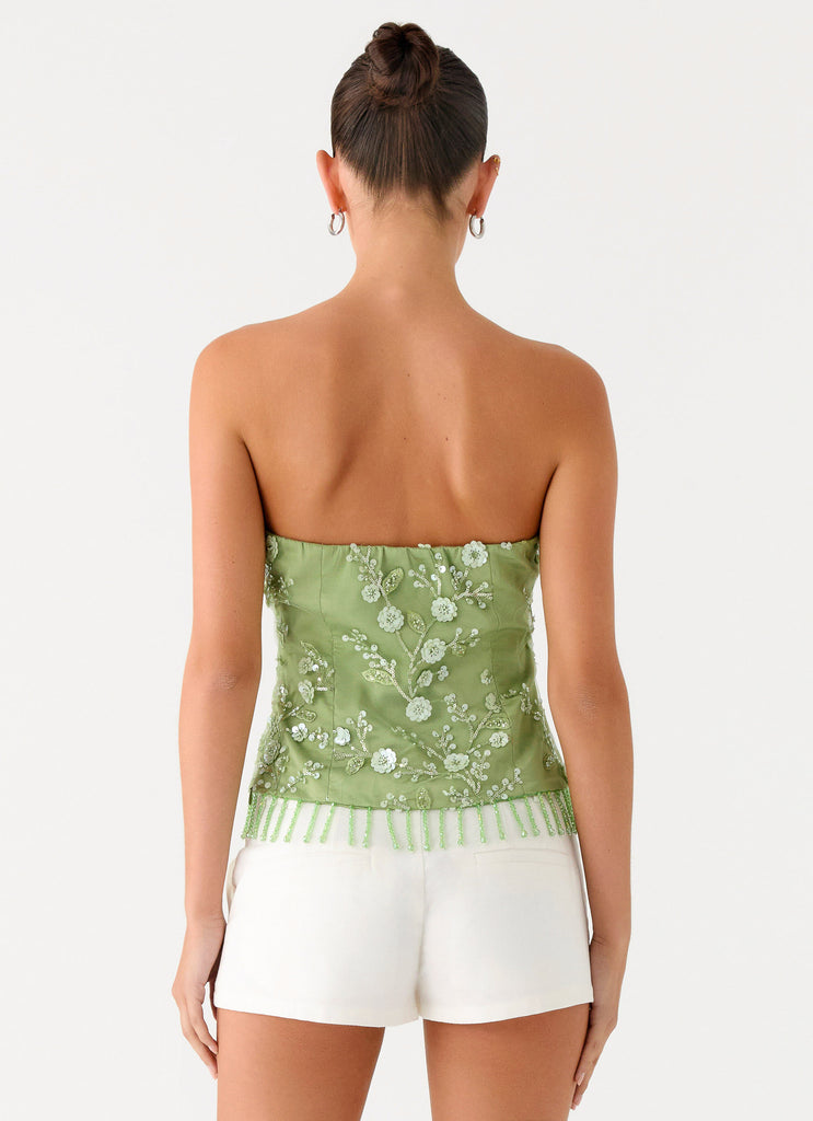 Peppermayo Peppermayo Exclusive - Sea Garden Beaded Strapless Top - Green