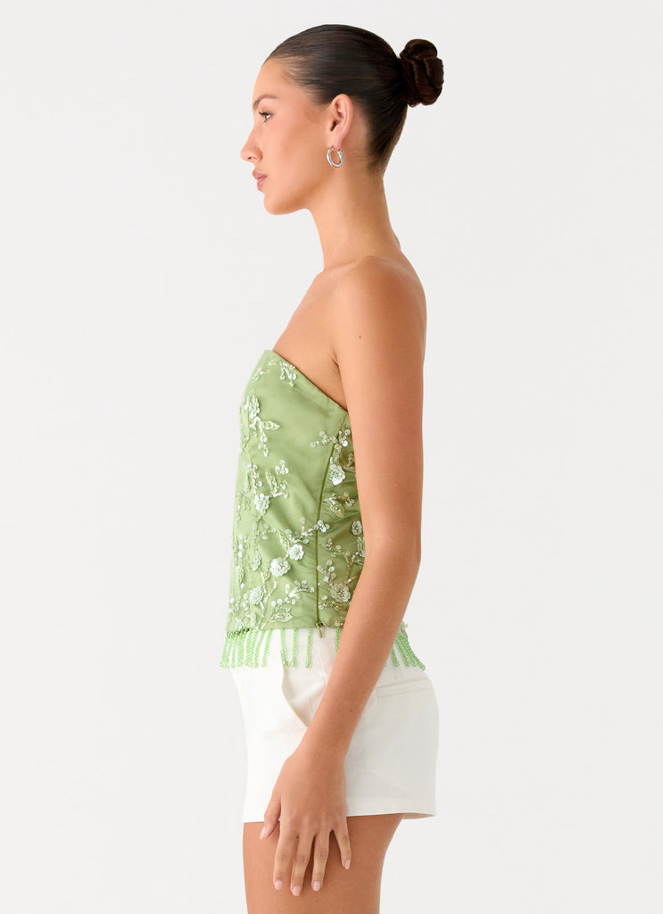 Peppermayo Peppermayo Exclusive - Sea Garden Beaded Strapless Top - Green