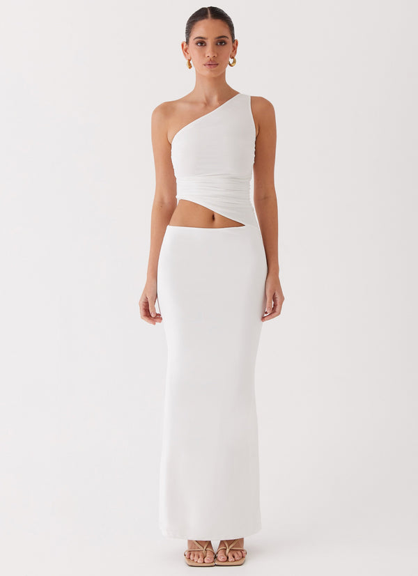 peppermayo Peppermayo Exclusive - Seranella One Shoulder Maxi Dress - White