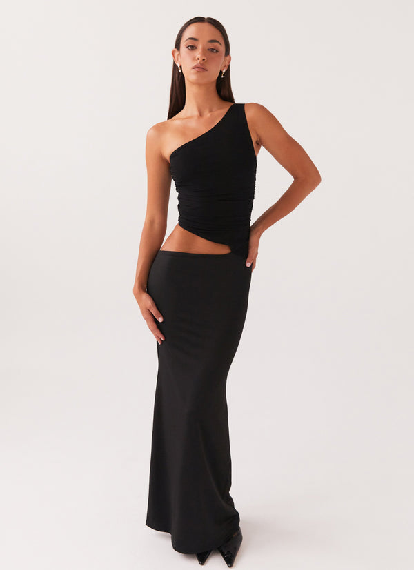 peppermayo Peppermayo Exclusive - Seranella One Shoulder Maxi Dress - Black