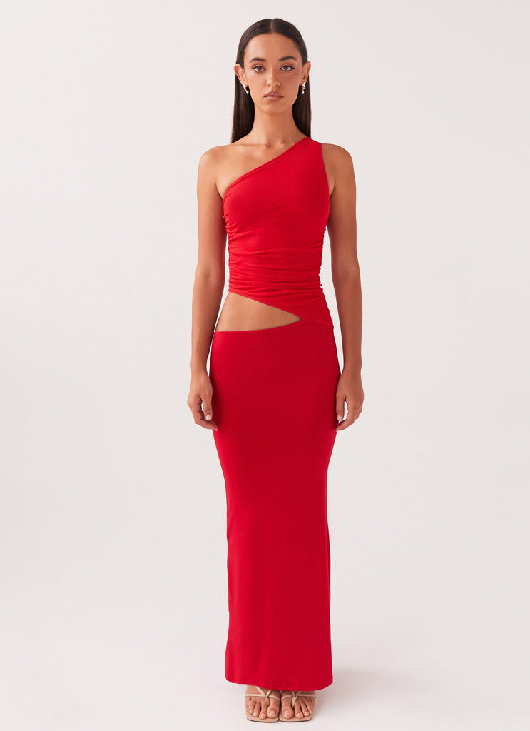 Peppermayo Peppermayo Exclusive - Seranella One Shoulder Maxi Dress - Cherry Red