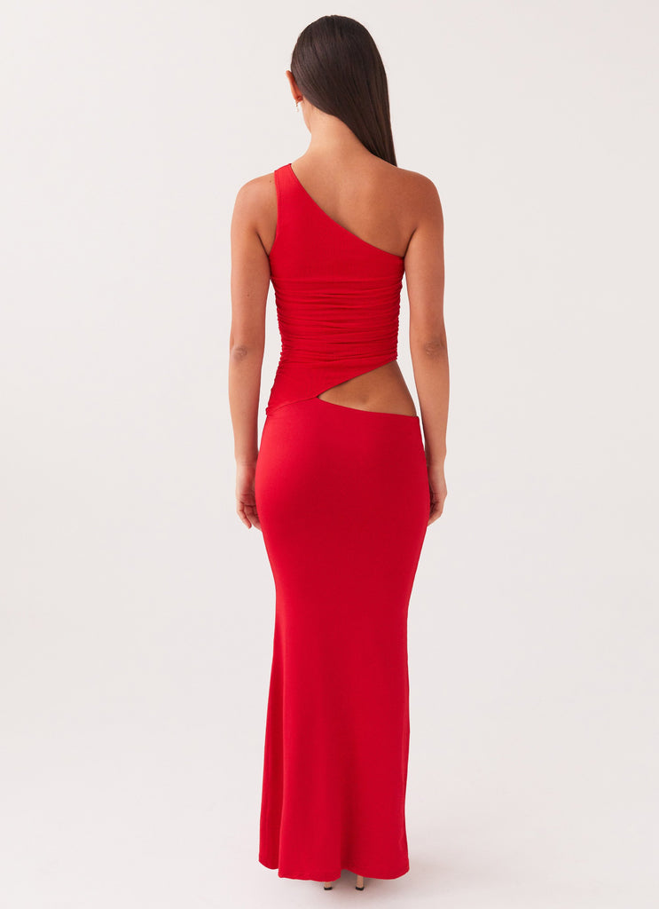 Peppermayo Peppermayo Exclusive - Seranella One Shoulder Maxi Dress - Cherry Red