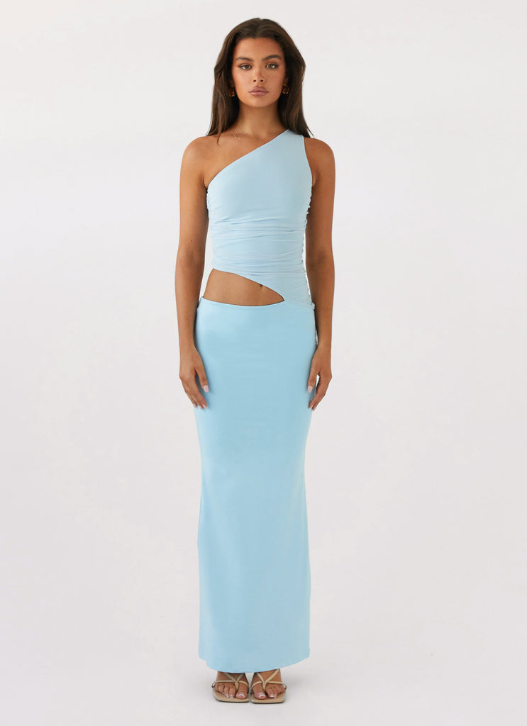 Peppermayo Peppermayo Exclusive - Seranella One Shoulder Maxi Dress - Sky Blue