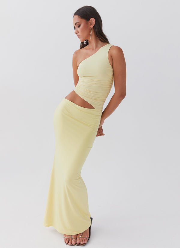 peppermayo Peppermayo Exclusive - Seranella One Shoulder Maxi Dress - Lemon
