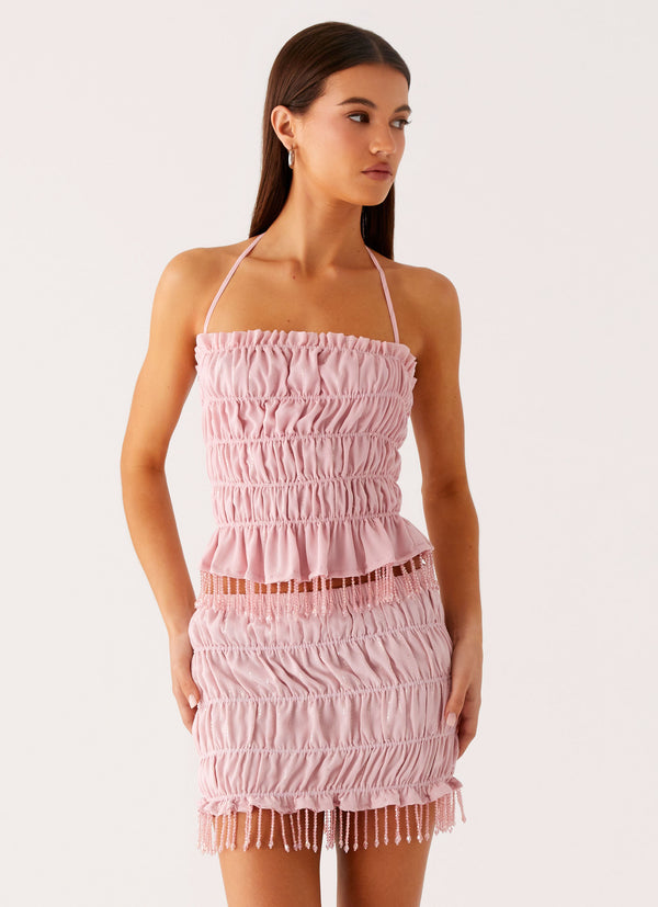 peppermayo Peppermayo Exclusive - Shari Beaded Halter Top - Pink