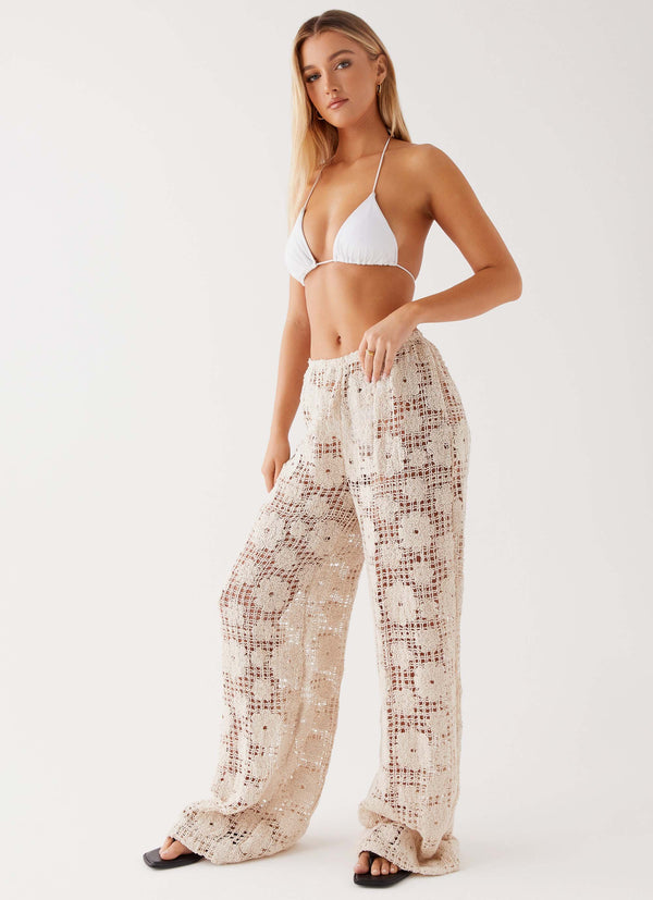 peppermayo Peppermayo Exclusive - Shell Beach Crochet Pants - Ivory