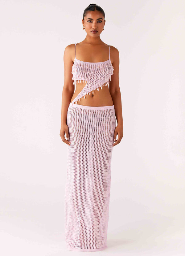 peppermayo Peppermayo Exclusive - Shellbound Crochet Maxi Dress - Pink